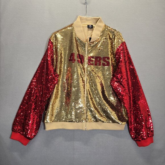 San Francisco 49ers 4XL Women’s Official NFL Two-Tone Team  Sequin Jacket New - Picture 2 of 11